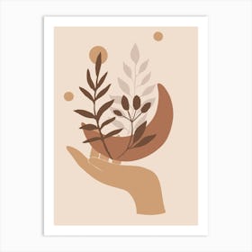 Hand Holding A Plant Art Print