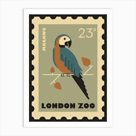London Zoo Stamp Parrot Bird Kids Art Print Art Print