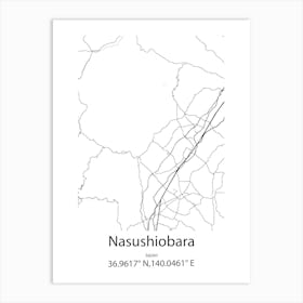 Nasushiobara,Japan Minimalist Map Art Print