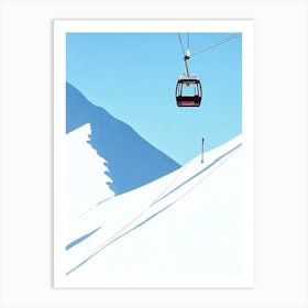 Tignes, France Minimal Skiing Poster Art Print