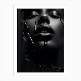 Sealed Black Female Lips Embodying Silence Against A Stark Background Minuscule Touch Of Artistic G Art Print