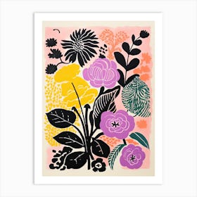 Colourful Flower Still Life Risograph Style 27 Art Print