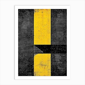 Yellow And Black Road Sign Art Print