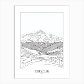 Pikes Peak Usa Line Drawing 5 Poster Art Print