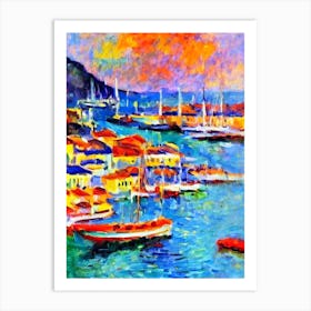Funchal Harbour Portugal Brushwork Painting harbour Art Print