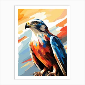 Colourful Geometric Bird Harrier Art Print