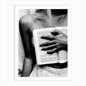 Naked Woman Reading Book Art Print