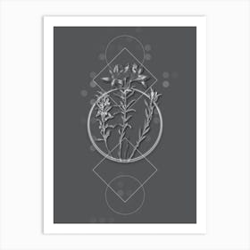 Vintage Lily of the Incas Botanical with Line Motif and Dot Pattern in Ghost Gray n.0026 Art Print
