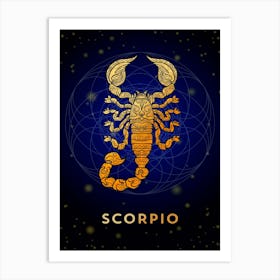 Scorpio — Zodiac golden sign Art Print