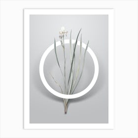 Vintage Siberian Iris Minimalist Botanical Geometric Circle on Soft Gray n.0321 Art Print