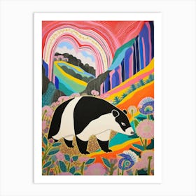 Maximalist Animal Painting Badger 2 Art Print