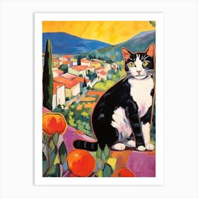 Painting Of A Cat In Tuscany Italy 1 Art Print