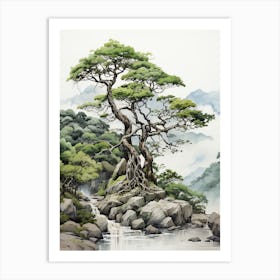 Yakushima Island In Kagoshima, Japanese Brush Painting, Ukiyo E, Minimal 2 Art Print