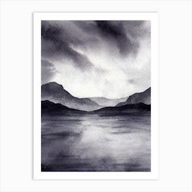 Mountains Monochrome Art Print