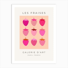 Les Fraises | 02 – Pink And Orange Strawberries Fruit Art Print