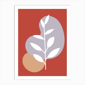 Leaf On A Red Background Art Print