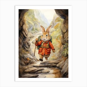 Bunny Hicking Rabbit Prints Watercolour 5 Art Print