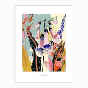Colourful Flower Illustration Poster Foxglove 3 Art Print