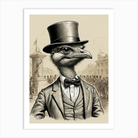 Ostrich In Top Hat Art Print