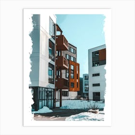 Apartment Buildings In Winter Art Print