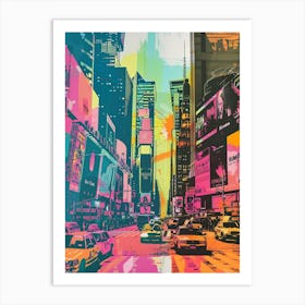 Times Square New York Colourful Silkscreen Illustration 4 Art Print