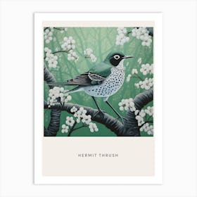 Ohara Koson Inspired Bird Painting Hermit Thrush 1 Poster Art Print