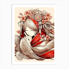 Japan Traditional Geisha Illustration By Ad 9 Art Print