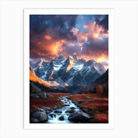 Sunset In The Mountains Art Print