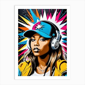 Graffiti Mural Of Beautiful Hip Hop Girl 20 Art Print