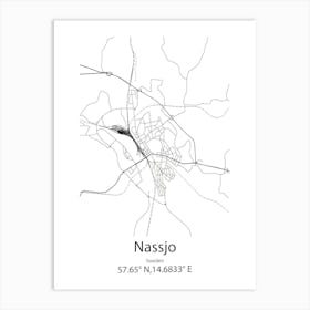 Nassjo,Sweden Minimalist Map Art Print