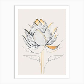 Lotus Flower Pattern Minimal Line Drawing 3 Art Print