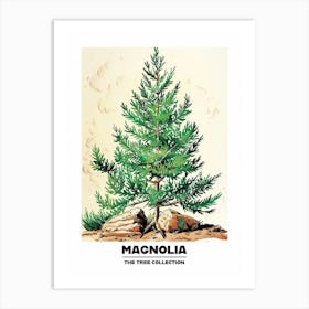 Magnolia Tree Storybook Illustration 3 Poster Art Print