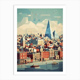 Dublin, Ireland, Geometric Illustration 3 Art Print