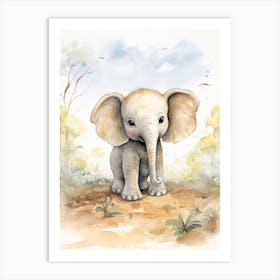 Elephant Painting Writing Watercolour 3  Art Print
