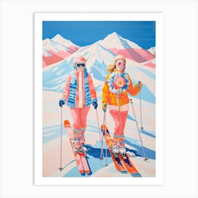 Heavenly Mountain   California Nevada Usa, Ski Resort Illustration 3 Art Print