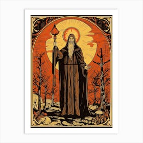 The Hermit Tarot Card, Vintage 3 Art Print