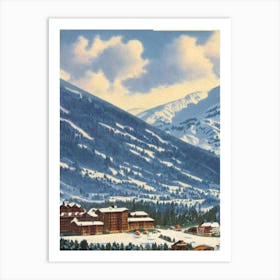 Les Deux Alpes, France Ski Resort Vintage Landscape 2 Skiing Poster Art Print
