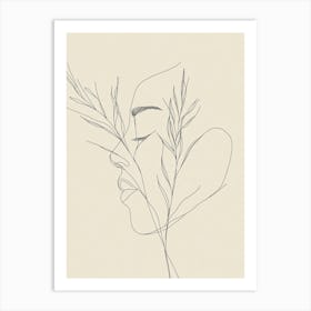 Line Drawing Of A Woman Art Print