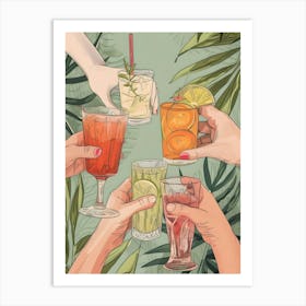 Cocktail Party Illustration Art Print