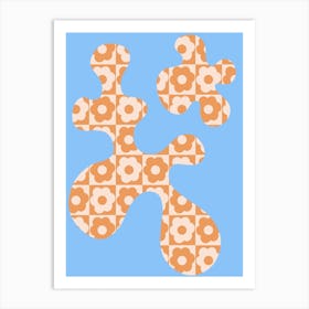 Abstract Floral Orange Blue Art Print