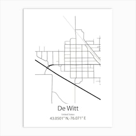 De Witt,United States Minimalist Map Art Print