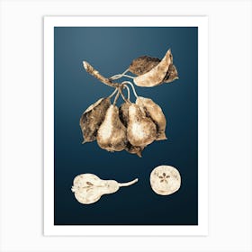 Gold Botanical Pear on Dusk Blue n.3470 Art Print