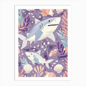 Purple Cookiecutter Shark Illustration 1 Art Print