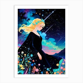 Girl In The Moonlight 1 Art Print