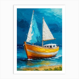 Boat On The Ocean Art Print