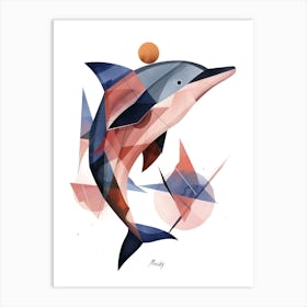 Abstract Dolphin, Minimalism, Cubism Art Print