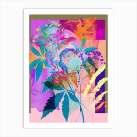 Queen Anne S Lace 3 Neon Flower Collage Art Print