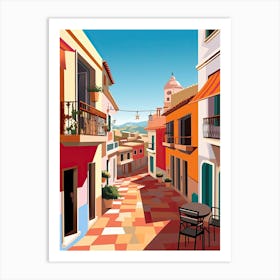 Costa Del Sol, Spain, Flat Illustration 3 Art Print