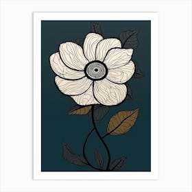 Line Art Sunflower Flowers Illustration Neutral 10 Art Print