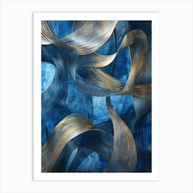 Blue And Gold Swirls Art Print